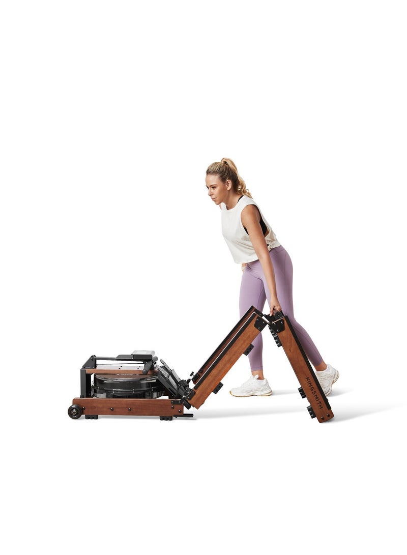 KINGSMITH آلة التجديف المقاومة للماء Kingsmith WR3L | طاقة الماء القابلة للطي ثلاثية الطي | شاشة متكاملة | تصميم ثلاثي الطي مسجل ببراءة اختراع | 5 مستويات من المقاومة المائية | بلوط أحمر - Image 3